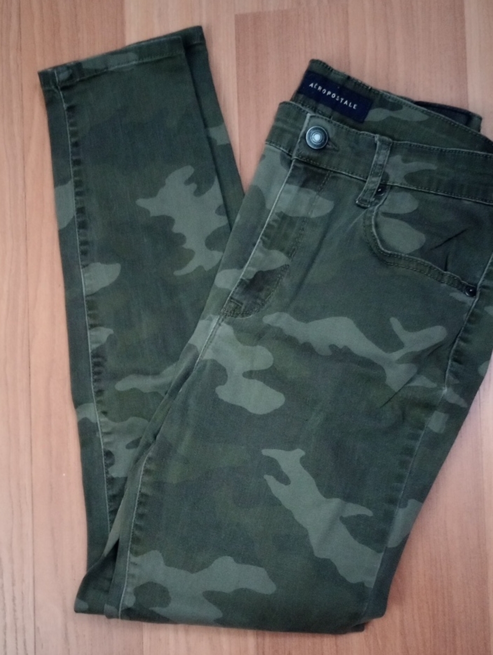 Aeropostale Men's Camo Slim Jeans - Olive & Dark Green